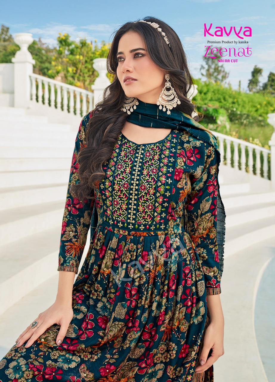 Zeenat Vol 6 By Kavya Foil Printed Kurti With Bottom Dupatta Catalog